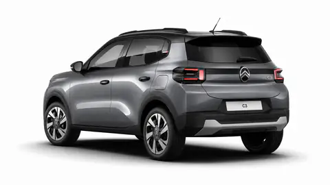 Citroën C3 Plus Hybrid 110 Mercury Grey, vista posteriore tre quarti