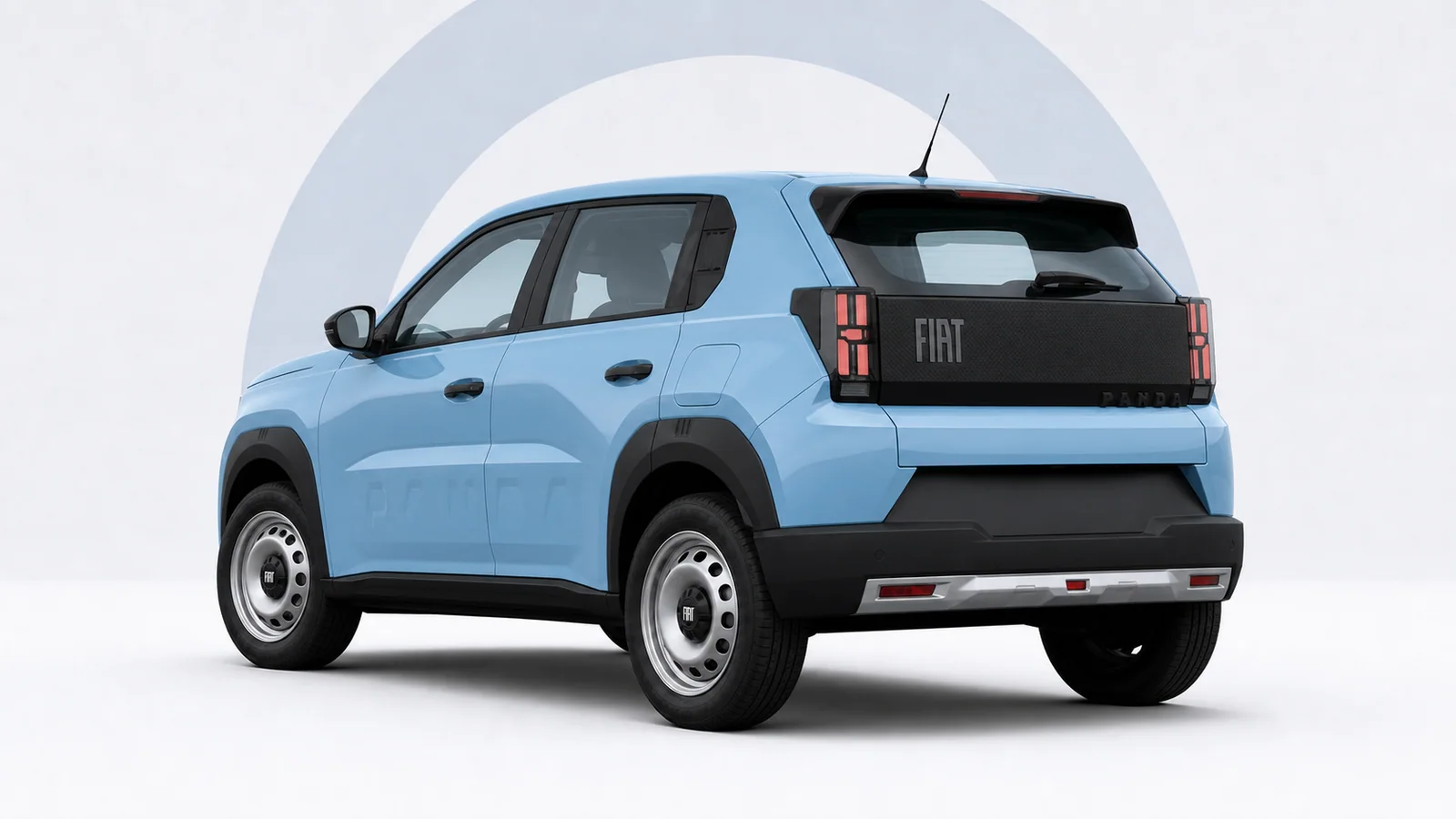Fiat Grande Panda Pop Azzurro Acqua, vista posteriore tre quarti
