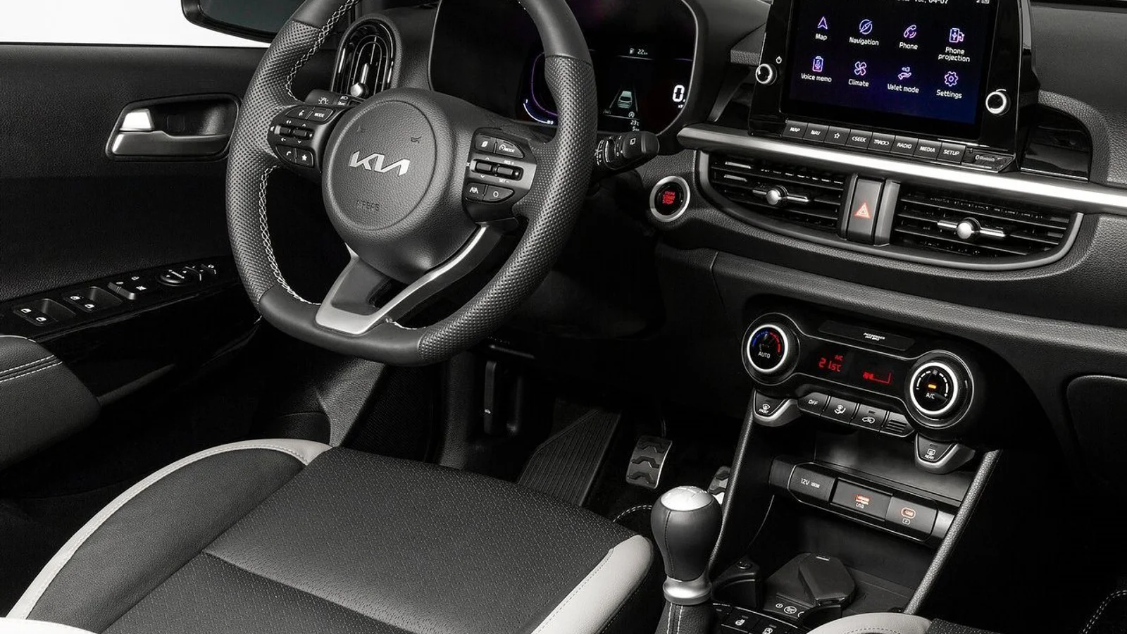 Kia Picanto Style Clear White, plancia e infotainment