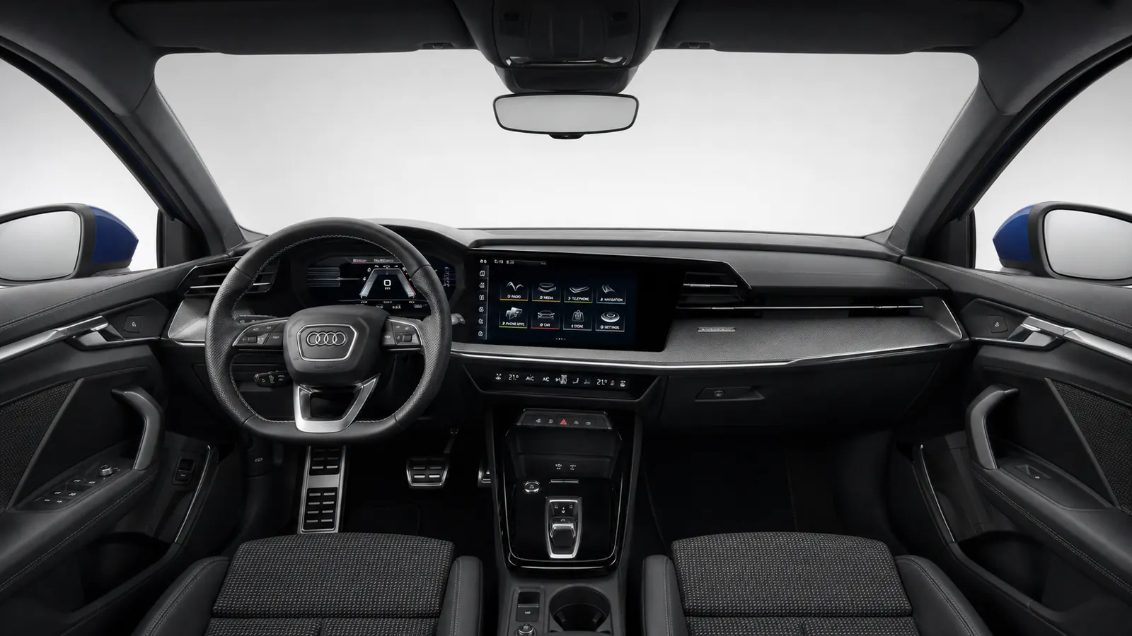 Nuova A3 Sportback 30 TDI Blu Navarra, plancia e infotainment