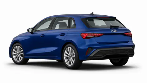 Nuova A3 Sportback 30 TDI Blu Navarra, vista posteriore tre quarti