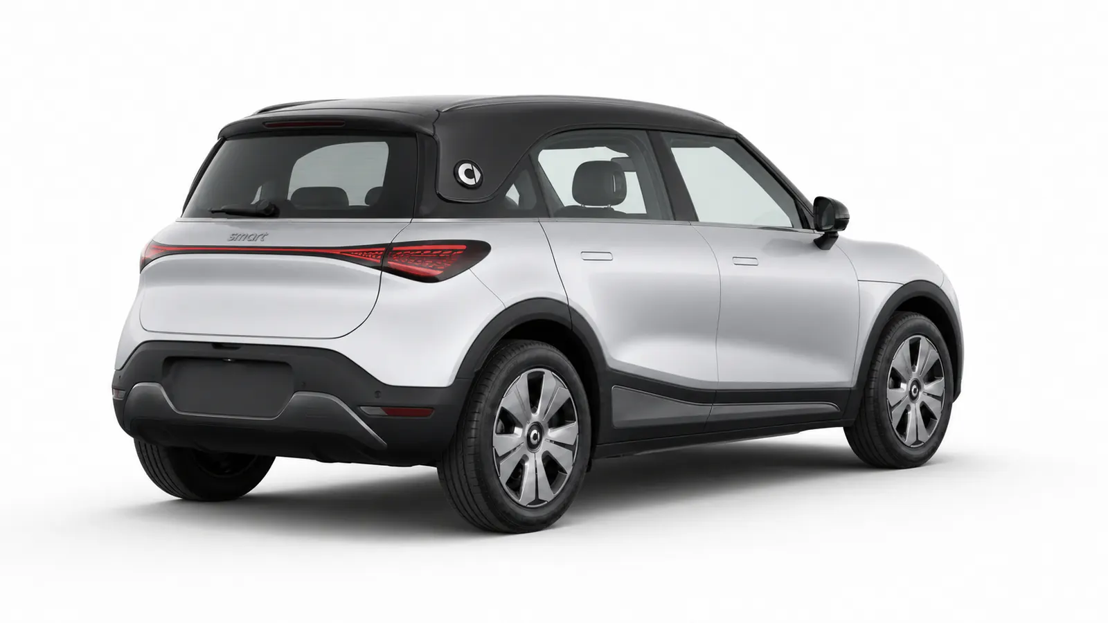smart #1 Pure Cyber Silver, vista posteriore tre quarti