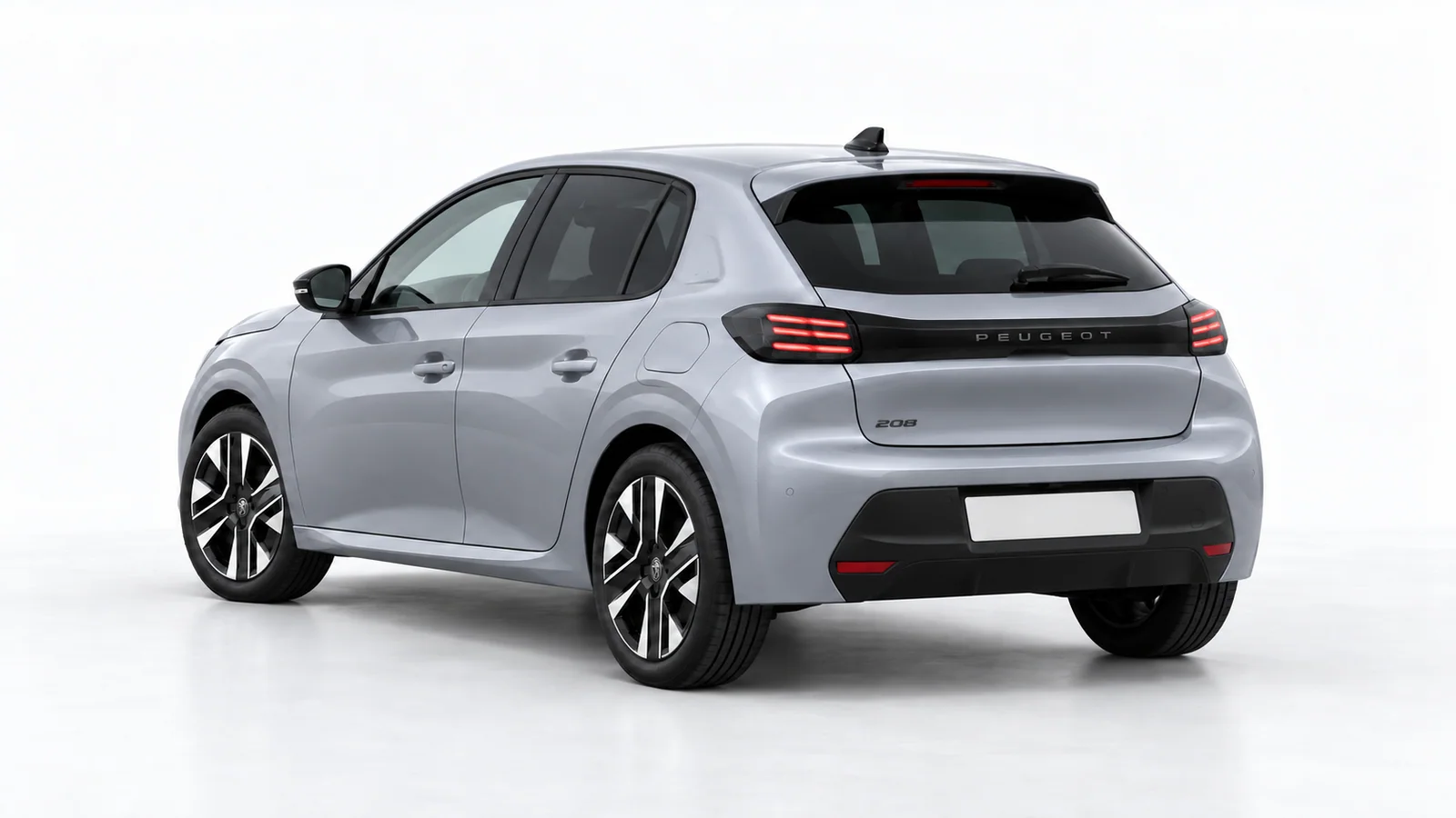 Peugeot 208 Allure 100 CV, Grigio Artense: vista posteriore a tre quarti